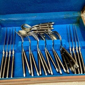 Vintage, Rostfrei- Germany 32pc  Flatware-Cutlery Set with Wooden Handles